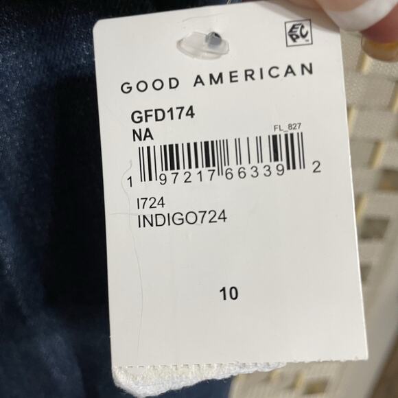 Good American 90s PLEATED TROUSER JEAN Size 10/30 Indigo Blue Denim Wide Leg NEW - Picture 9 of 12